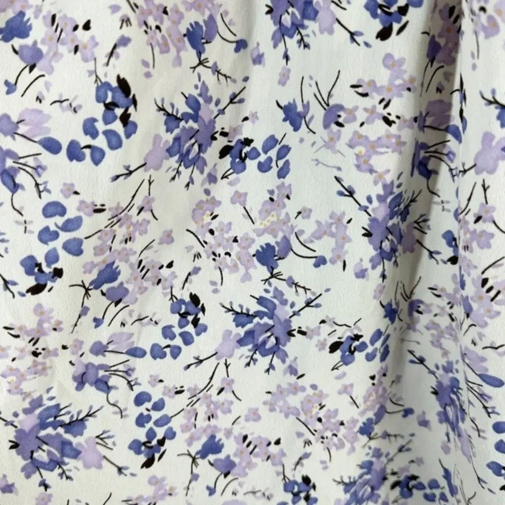 bishop + young White and Lavender Floral Flutter-Sleeve Blouse - Picture 3 of 8